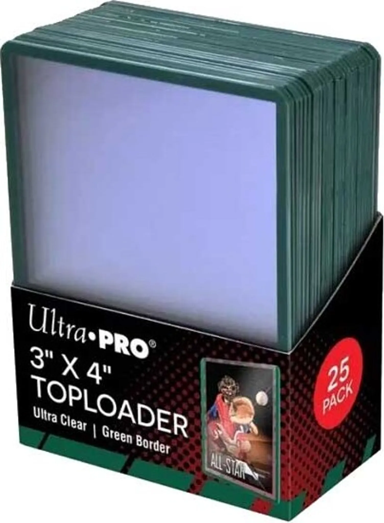 Ultra Pro Toploader Green Border 3" x 4" z zieloną ramką (25 sztuk)